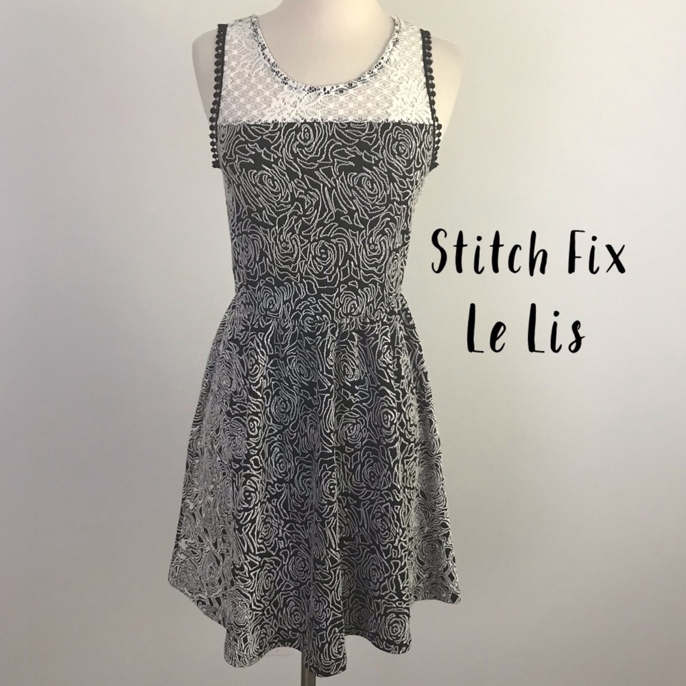 Stitch Fix Le Lis Black & White Floral Dress XS